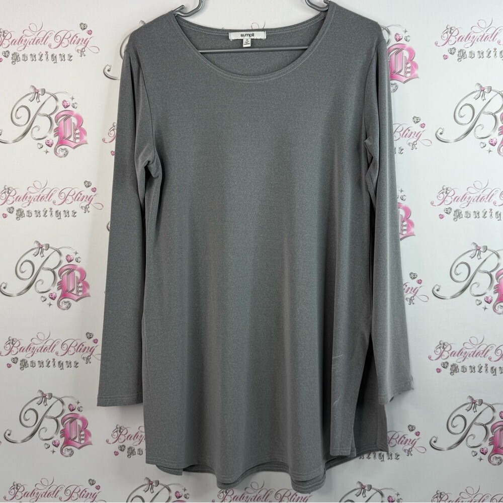 Sympli long sleeve shirt flowy grey stretchy Charcoal Long Sleeve Top